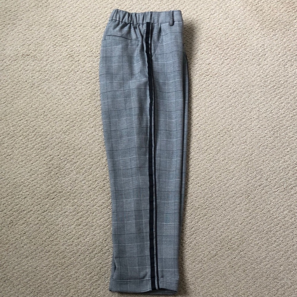 Plaid side stripe crop pant